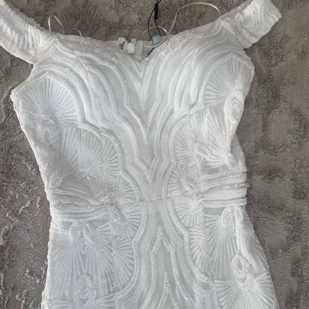 Fashion Nova Elegant White Embroidered Dress - Picture 1 of 4